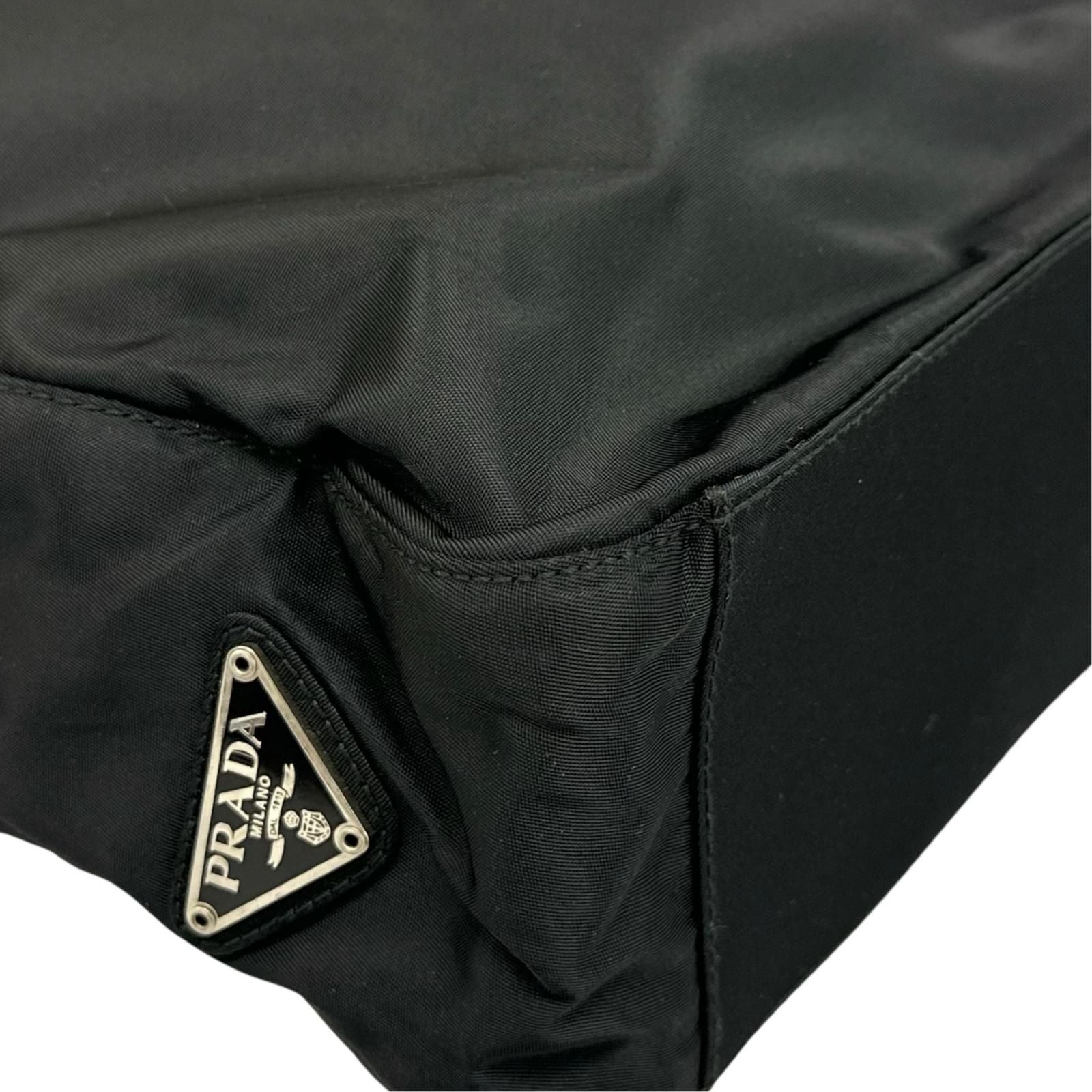 Prada Triangle Logo Tote Bag Nylon Black — view 7