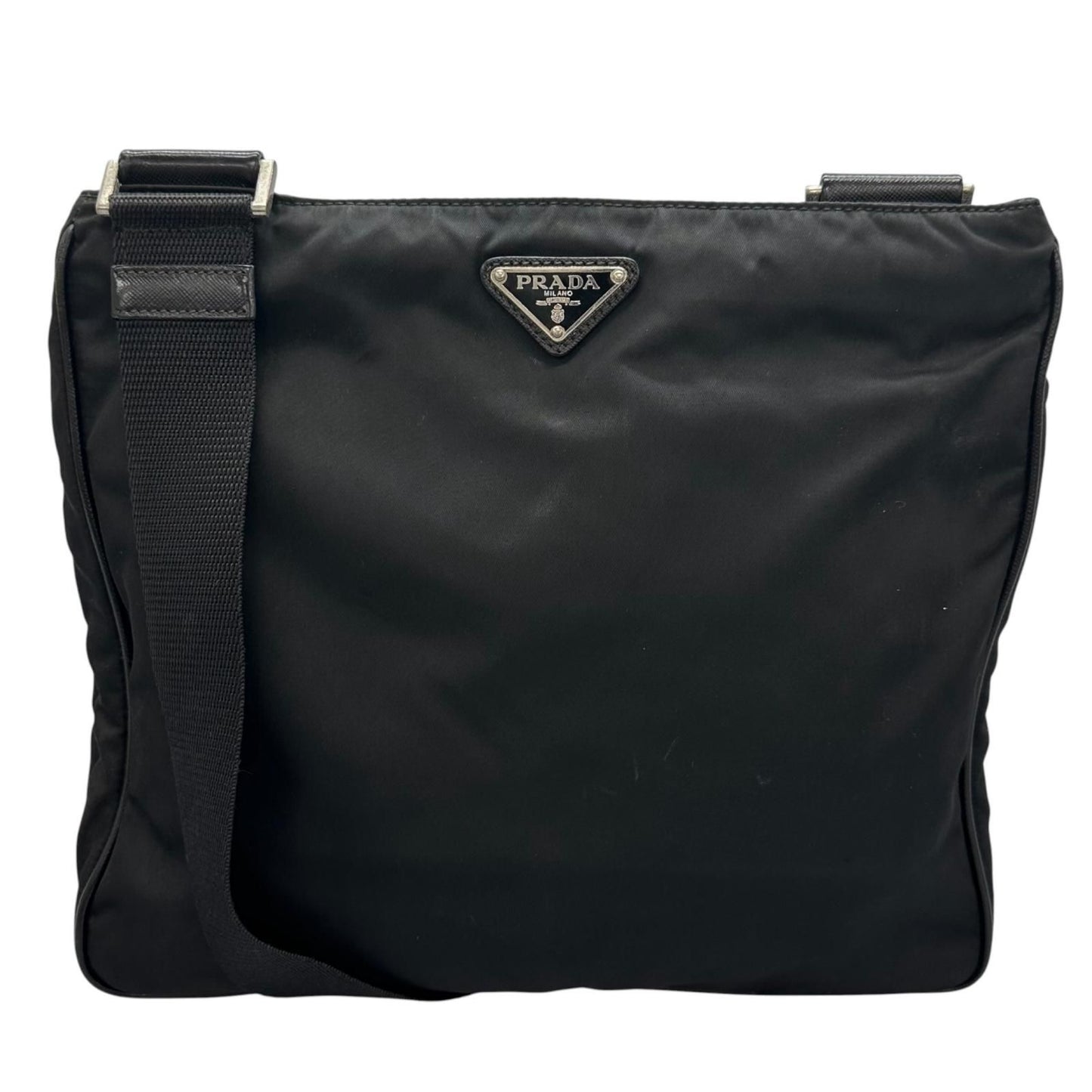 Prada Triangle Logo Shoulder Bag Nylon Black