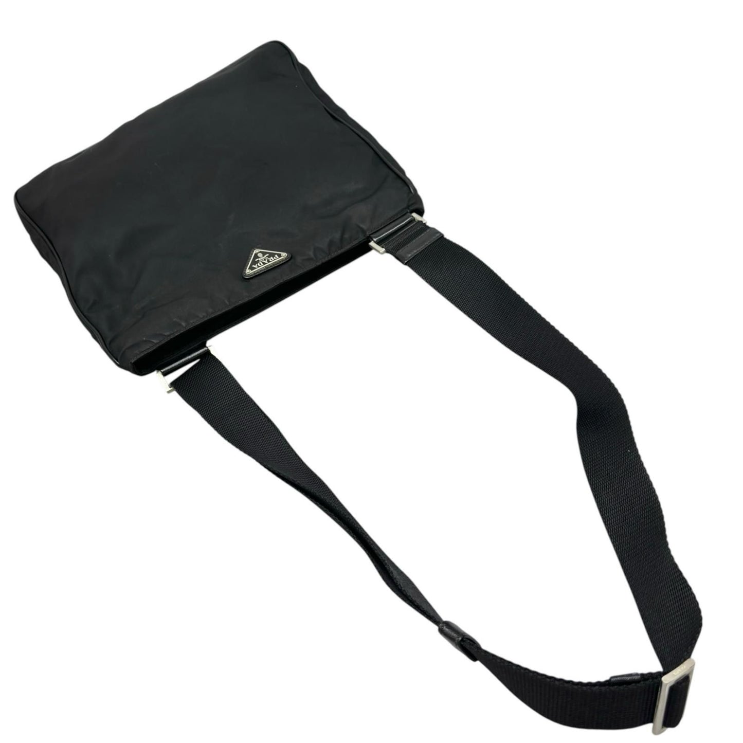 Prada Triangle Logo Shoulder Bag Nylon Black — view 5