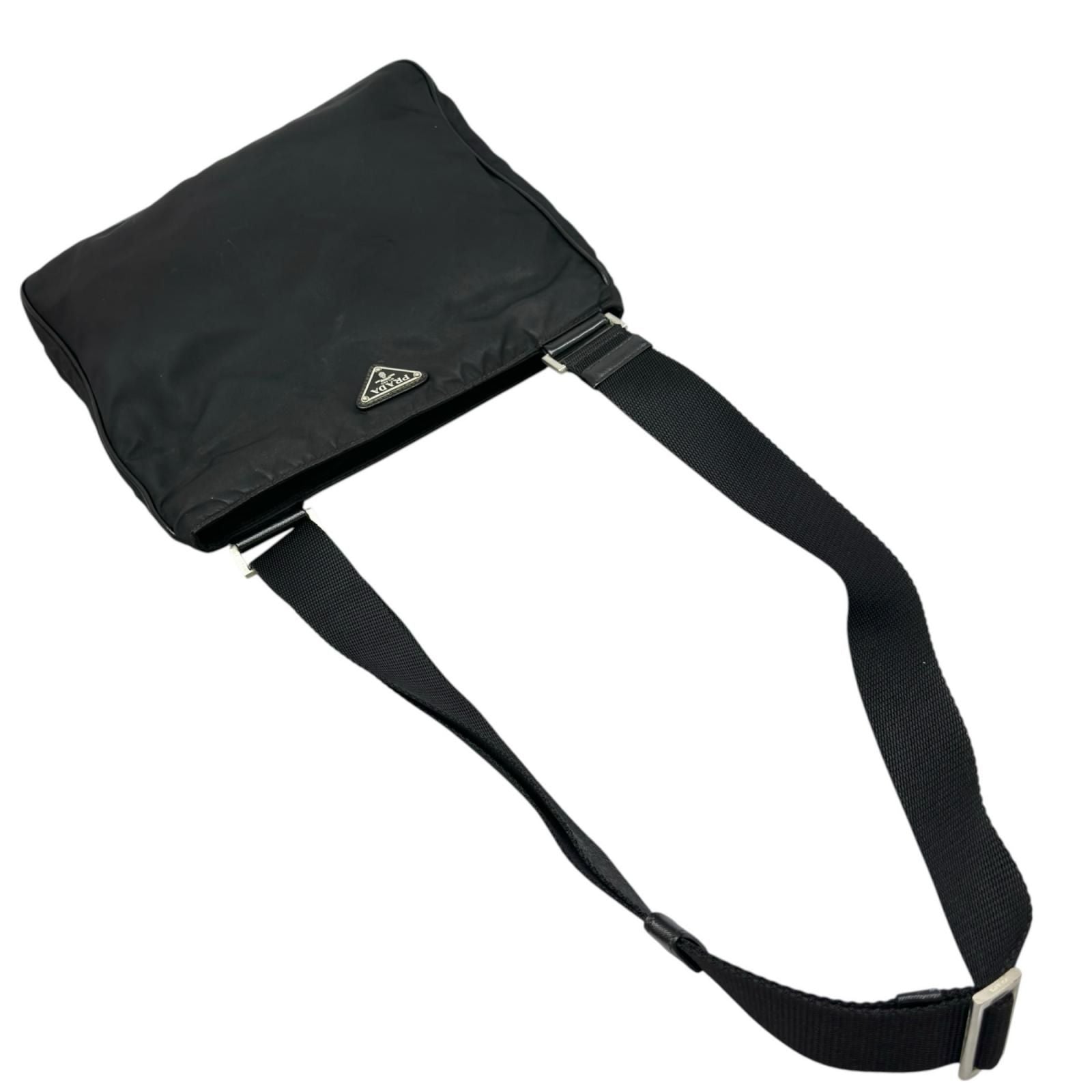 Prada Triangle Logo Shoulder Bag Nylon Black — view 5