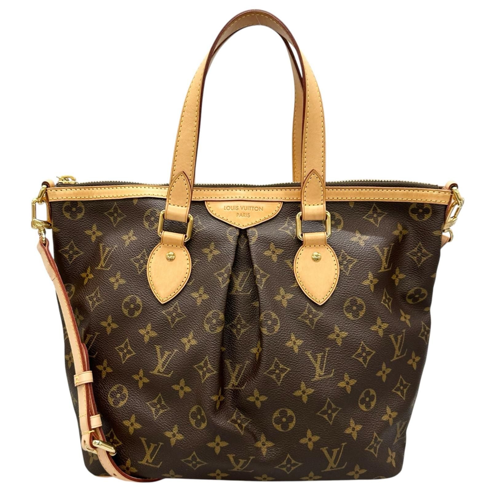 Louis Vuitton Palermo PM Handbag Monogram Canvas Brown 2-Way