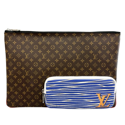 Louis Vuitton Patchwork Monogram Clutch Canvas Brown