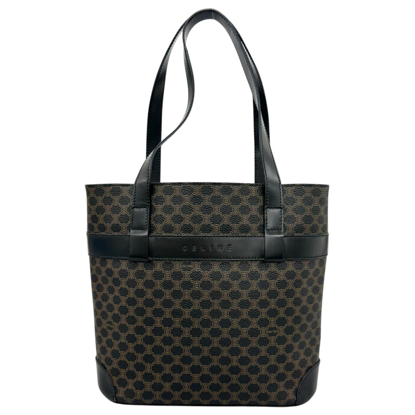 Celine Macadam Handbag Leather Black