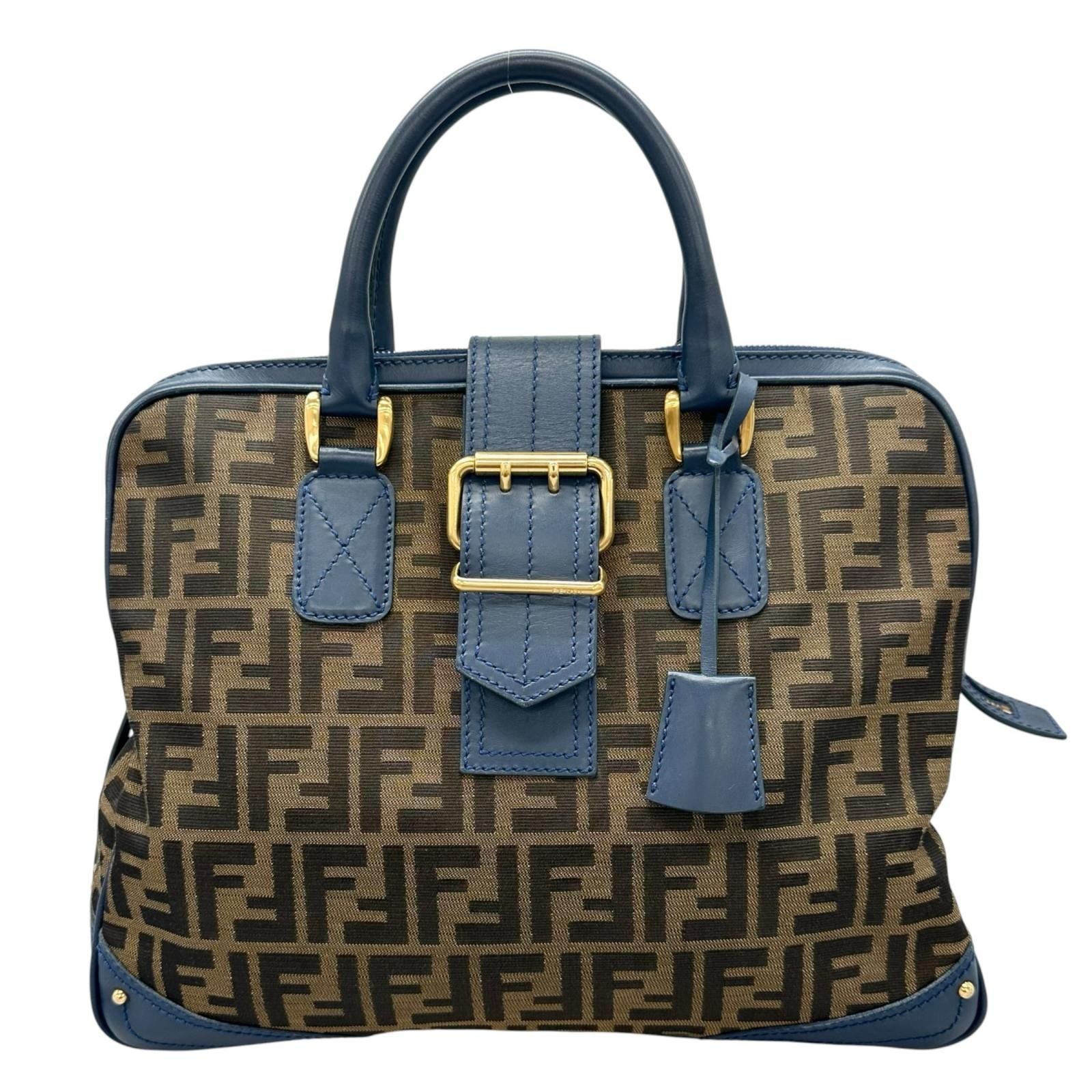 Fendi Zucca Handbag Canvas Leather Brown