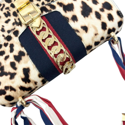 Gucci Sylvie Leopard Shoulder Bag Calf Hair Leather Multicolor — view 6