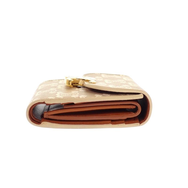 Celine Small Flap Wallet Trifold Polyurethane Beige Gold Triomphe