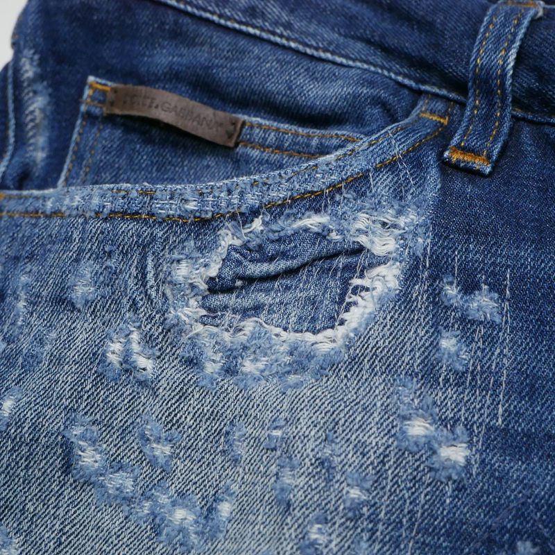 Dolce & Gabbana 10 Gold Denim Pants 52 Distressed Tapered Jeans
