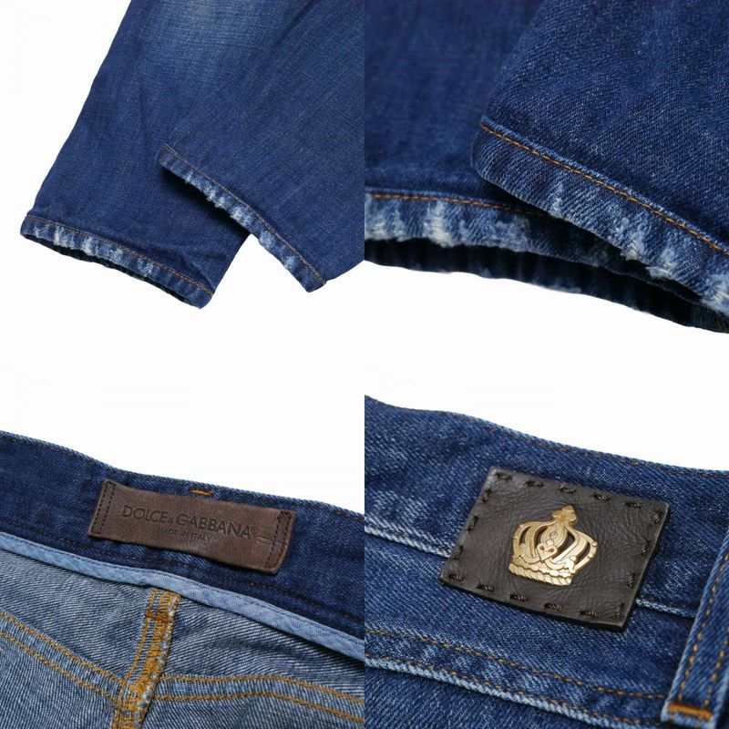 Dolce & Gabbana 10 Gold Denim Pants 52 Distressed Tapered Jeans