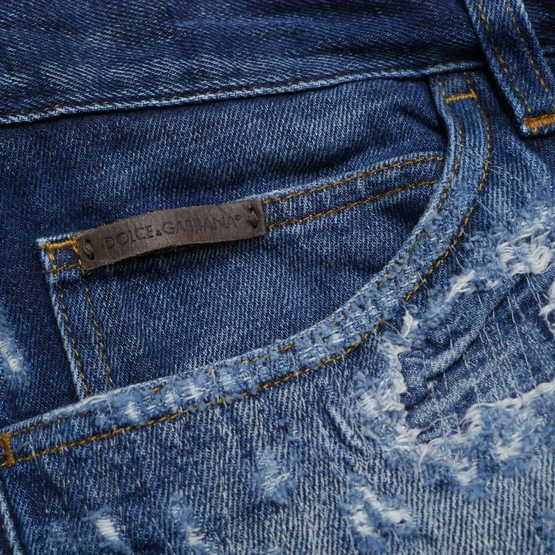 Dolce & Gabbana 10 Gold Denim Pants 52 Distressed Tapered Jeans