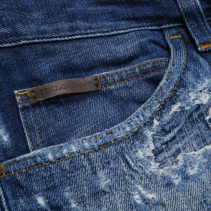 Dolce & Gabbana 10 Gold Denim Pants 52 Distressed Tapered Jeans
