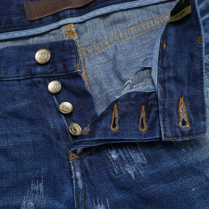 Dolce & Gabbana 10 Gold Denim Pants 52 Distressed Tapered Jeans