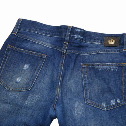Dolce & Gabbana 10 Gold Denim Pants 52 Distressed Tapered Jeans