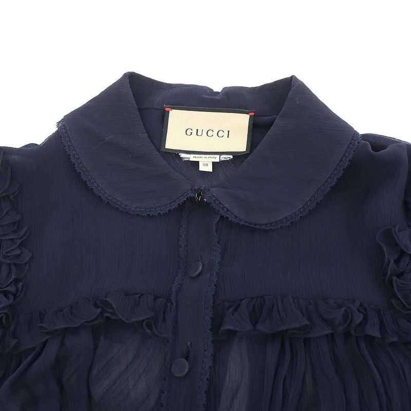 Gucci Chiffon Dress Navy 38