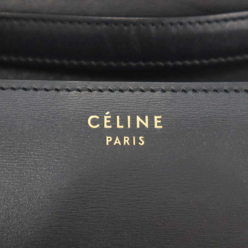 Celine Classic Box Medium Box Leather Shoulder Bag Black