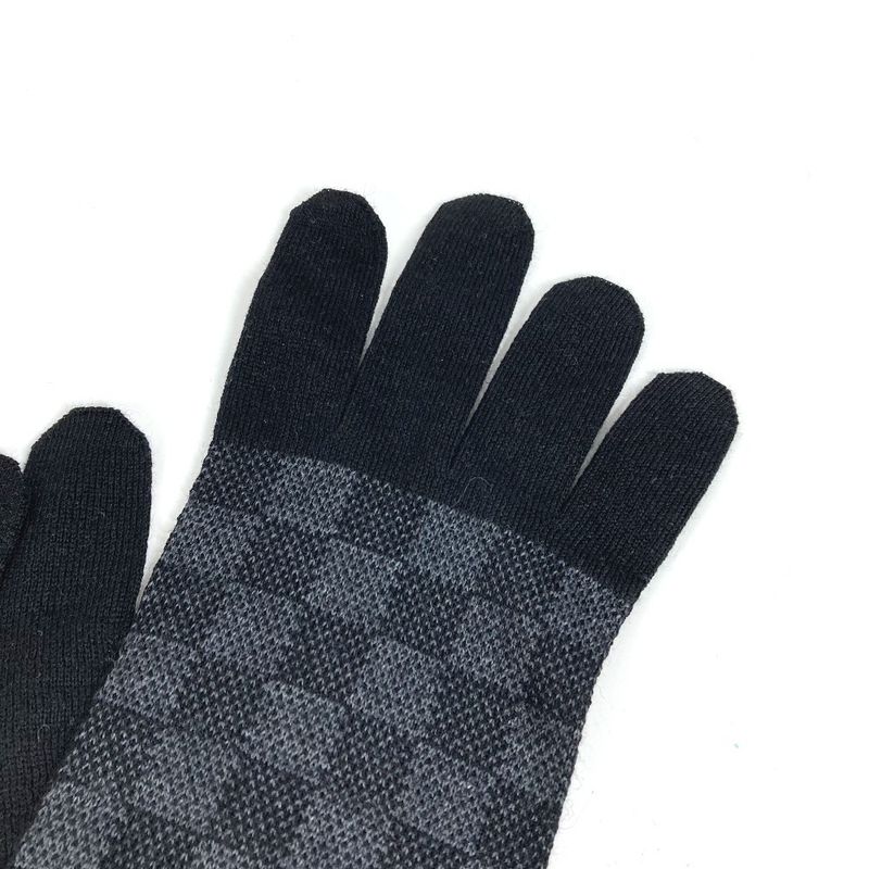 Louis Vuitton Gloves Gon Petit Damier Wool Black