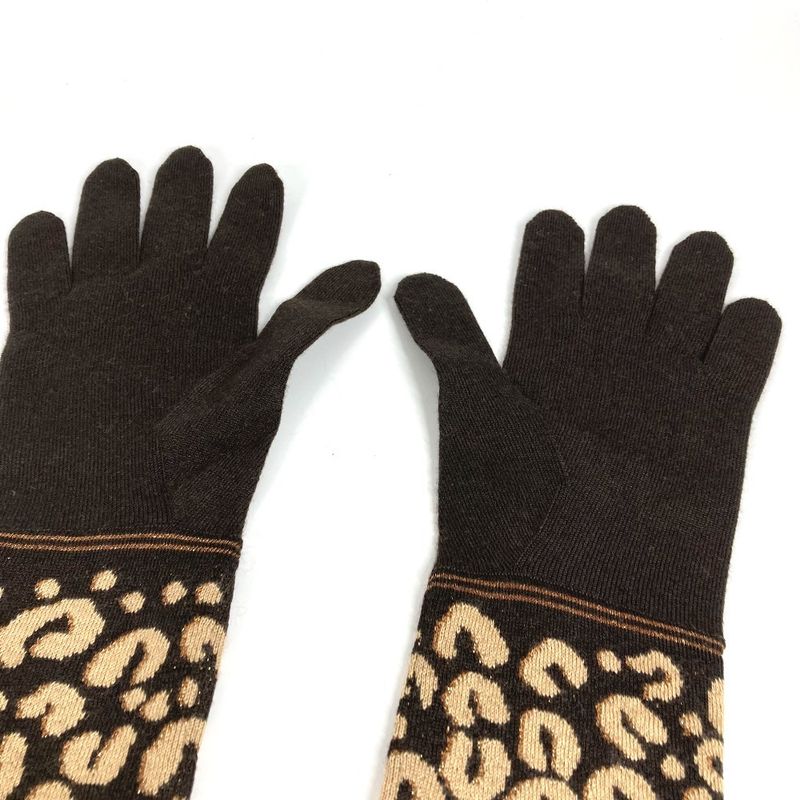 Louis Vuitton Gloves Gonmail Leopard Print Cashmere Brown