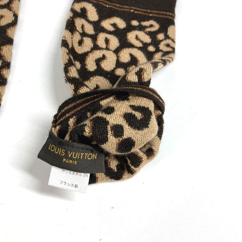 Louis Vuitton Gloves Gonmail Leopard Print Cashmere Brown