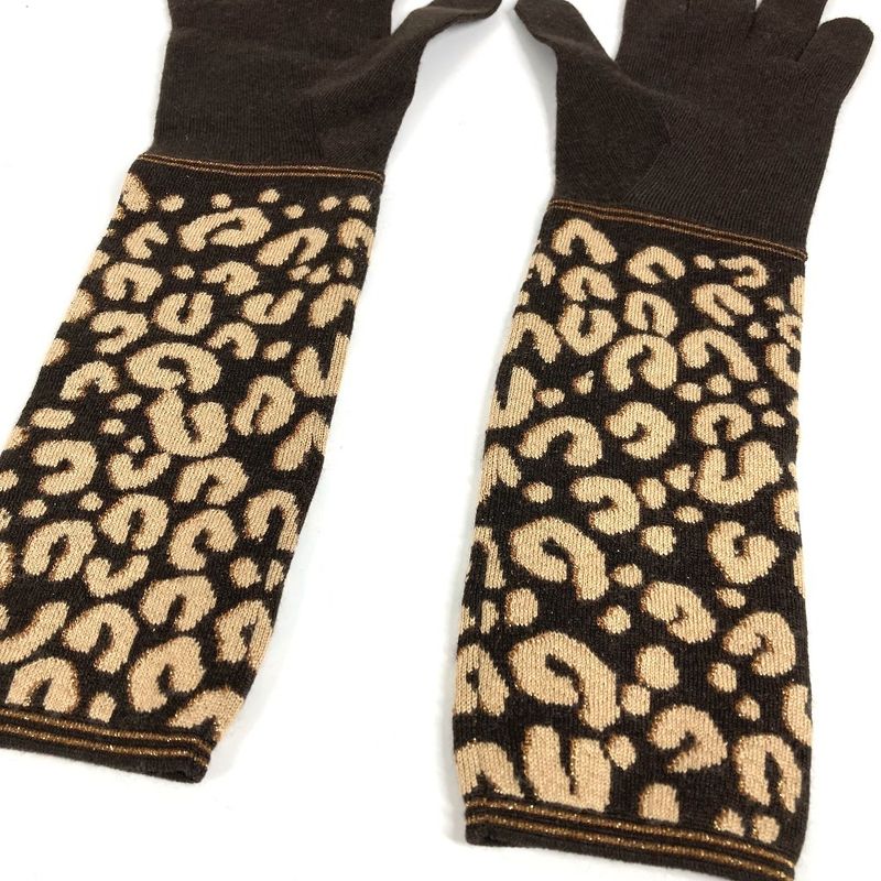 Louis Vuitton Gloves Gonmail Leopard Print Cashmere Brown