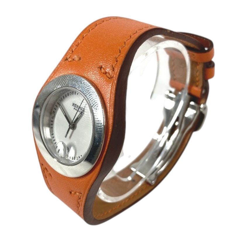 Hermes Watch Ahne Leather Orange