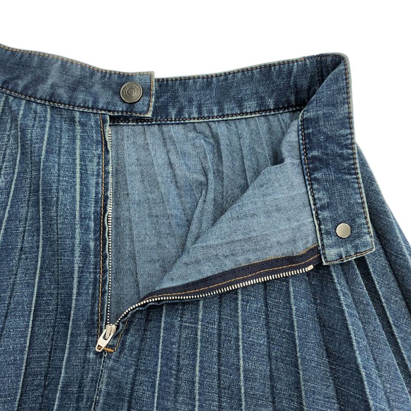 Balenciaga Pleated Denim Midi Skirt Indigo 34