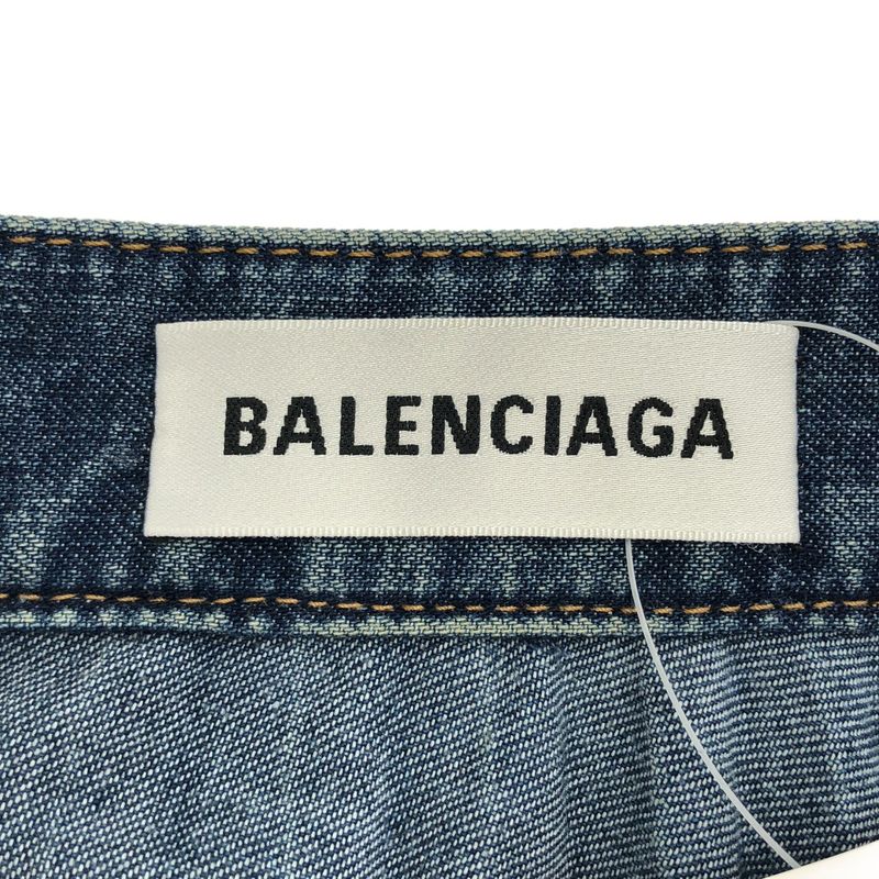 Balenciaga Pleated Denim Midi Skirt Indigo 34