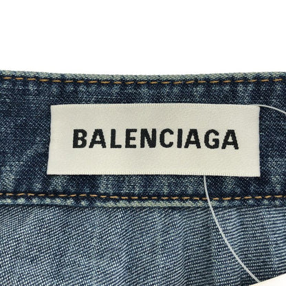 Balenciaga Pleated Denim Midi Skirt Indigo 34