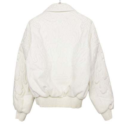 Louis Vuitton Jacket Ornament Leather Zip Up White