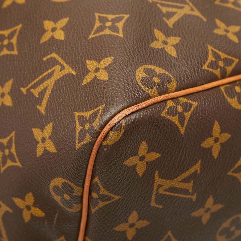 Louis Vuitton Monogram Keepall Bandouliere 55 Boston Bag Brown Leather