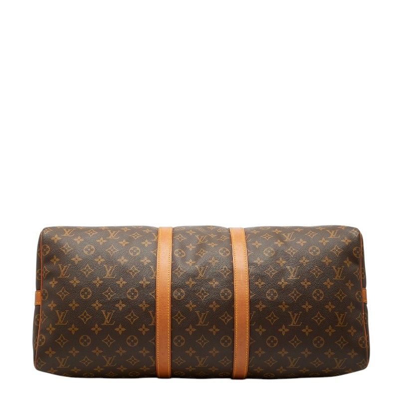 Louis Vuitton Monogram Keepall Bandouliere 55 Boston Bag Brown Leather