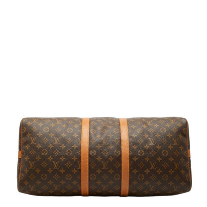 Louis Vuitton Monogram Keepall Bandouliere 55 Boston Bag Brown Leather