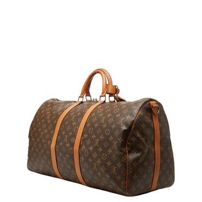 Louis Vuitton Monogram Keepall Bandouliere 55 Boston Bag Brown Leather