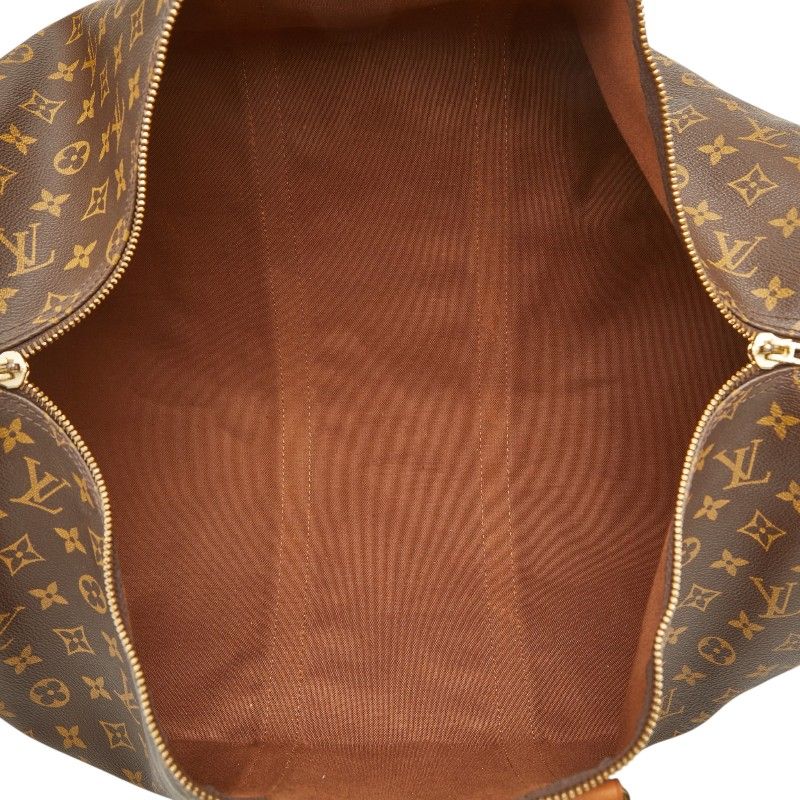 Louis Vuitton Monogram Keepall Bandouliere 55 Boston Bag Brown Leather