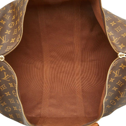 Louis Vuitton Monogram Keepall Bandouliere 55 Boston Bag Brown Leather