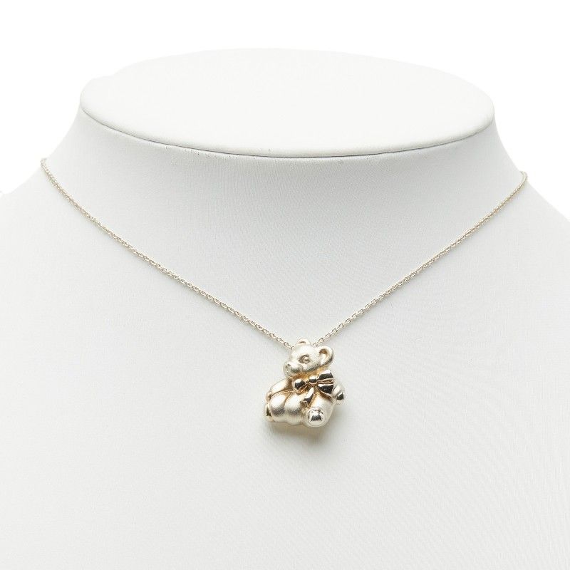 Tiffany & Co Bear Teddy Pendant Necklace Silver