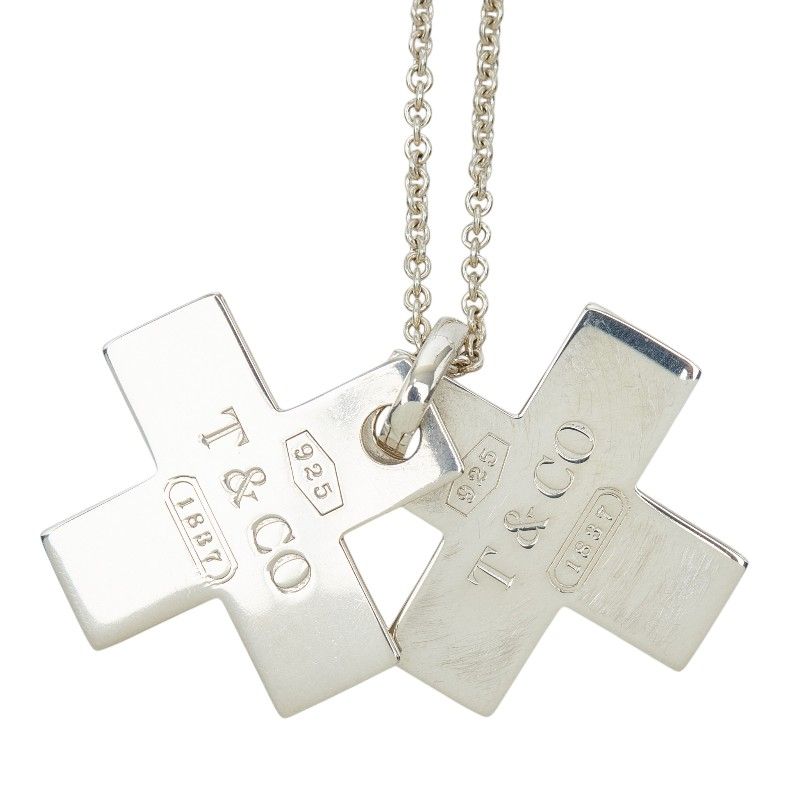 Tiffany & Co Double Cross Pendant Necklace Silver