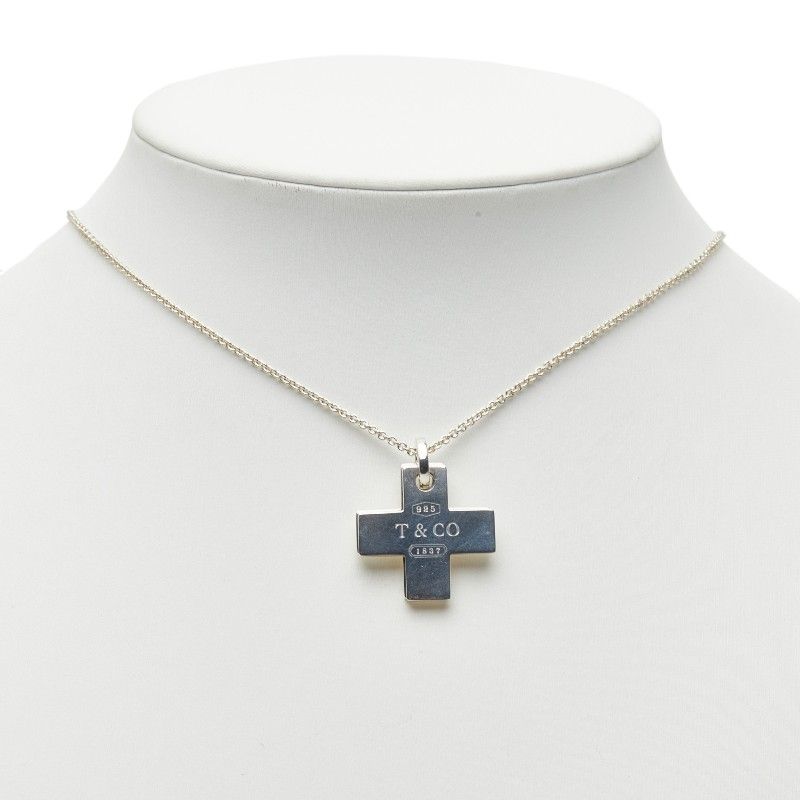 Tiffany & Co Double Cross Pendant Necklace Silver