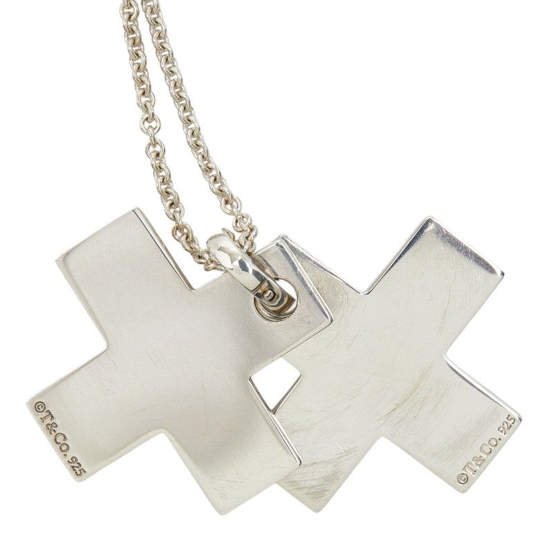 Tiffany & Co Double Cross Pendant Necklace Silver