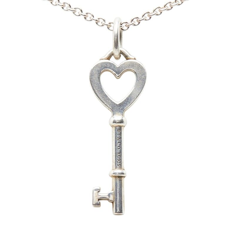 Tiffany & Co Heart Key Motif Silver Necklace