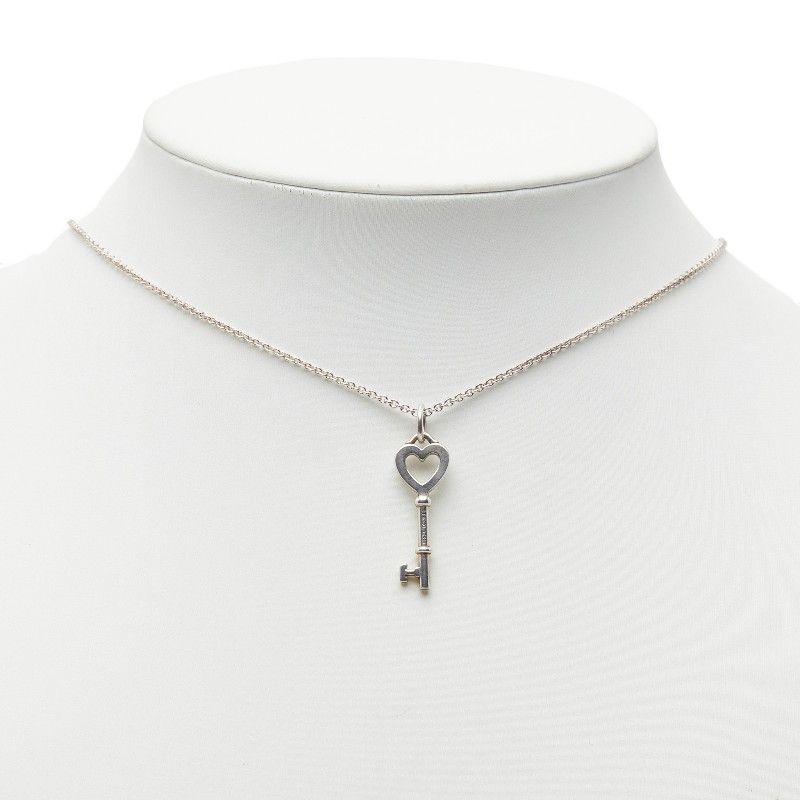 Tiffany & Co Heart Key Motif Silver Necklace