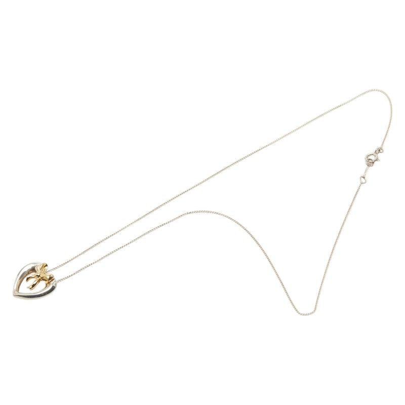 Tiffany & Co Heart Ribbon Necklace Silver Gold 18k Yellow