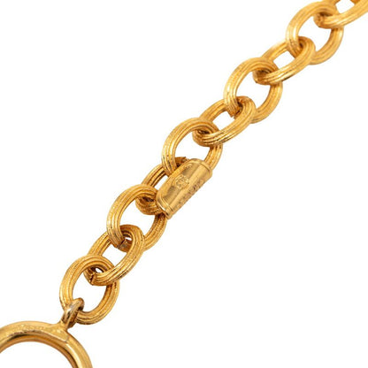 Chanel CC Logo Lion Motif Long Necklace Gold Plated