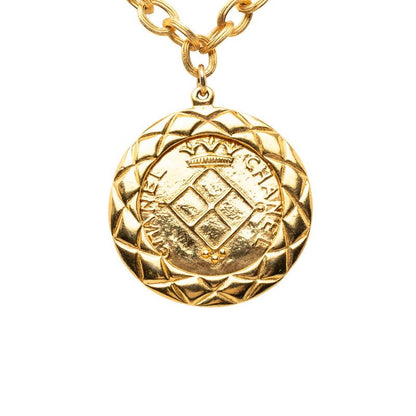 Chanel CC Logo Lion Motif Long Necklace Gold Plated