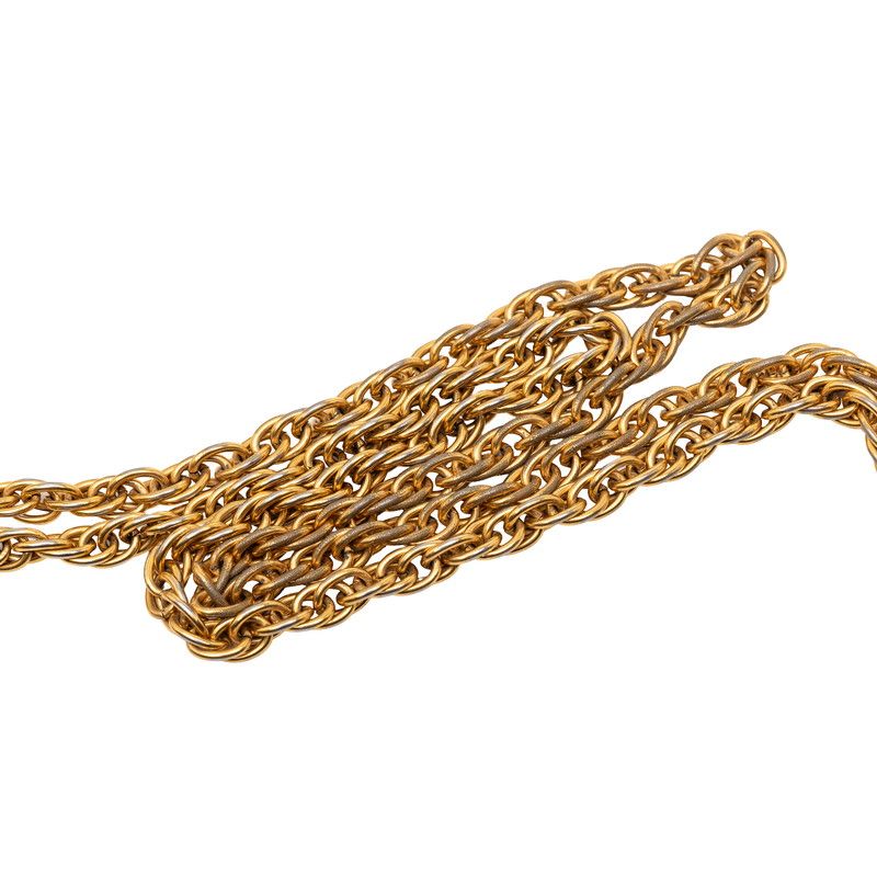 Chanel CC Logo Long Necklace Gold Plated