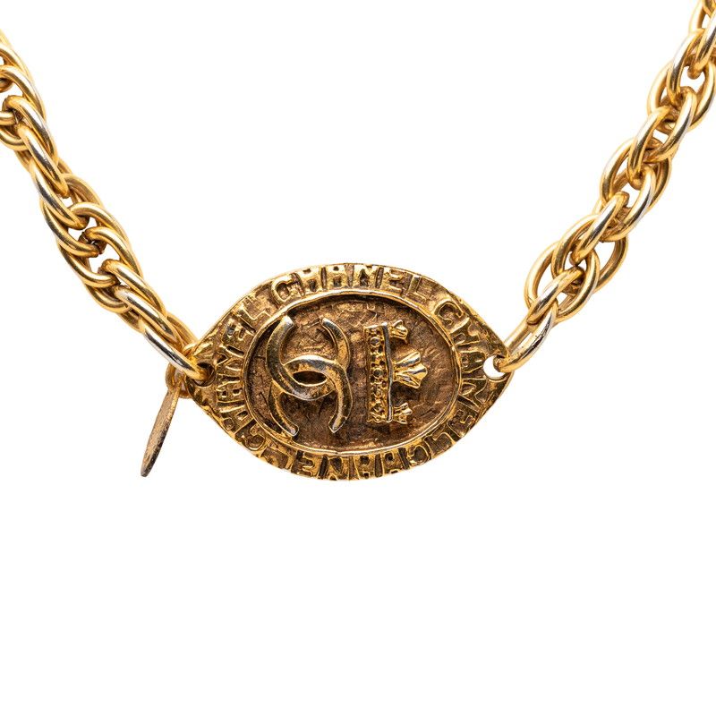 Chanel CC Logo Long Necklace Gold Plated