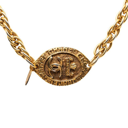 Chanel CC Logo Long Necklace Gold Plated