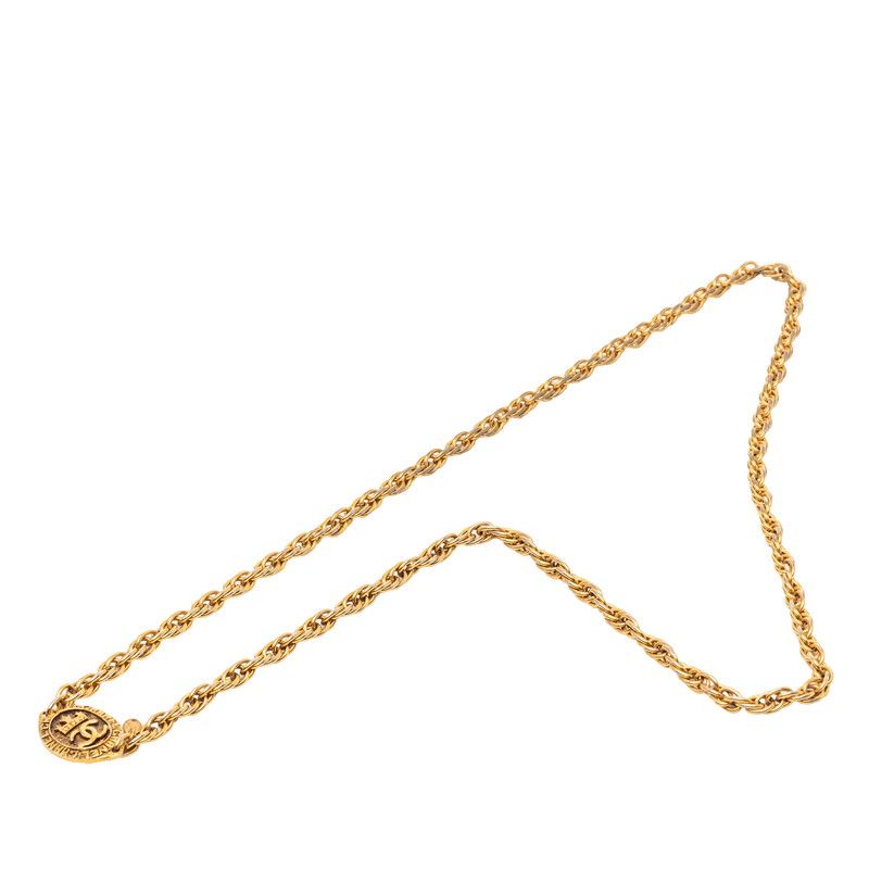 Chanel CC Logo Long Necklace Gold Plated