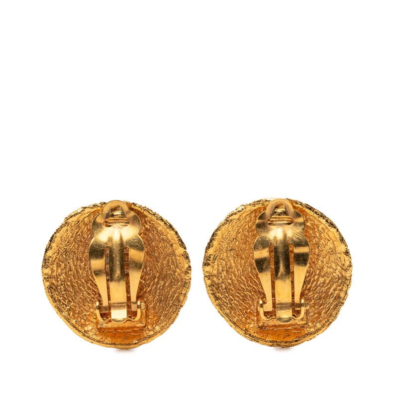 Chanel Vintage CC Logo Braided Earrings Gold Plated