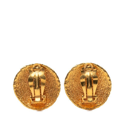 Chanel Vintage CC Logo Braided Earrings Gold Plated