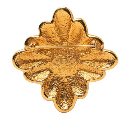 Chanel CC Logo Diamond Motif Brooch Gold Plated Faux Pearl