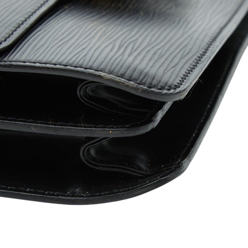 Louis Vuitton Epi Run Shoulder Bag Noir Black Blue Leather
